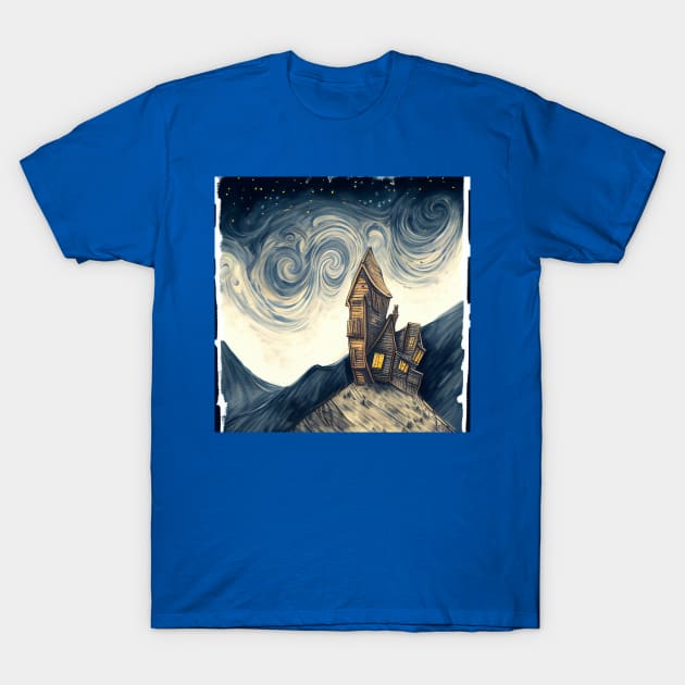 Starry Night Above The Shrieking Shack T-Shirt by Grassroots Green